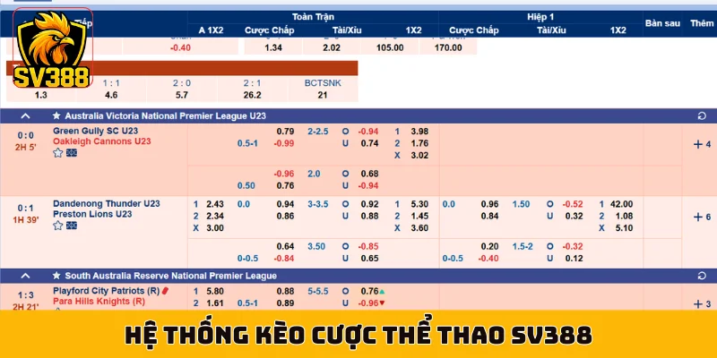 Hệ thống kèo cược thể thao SV388